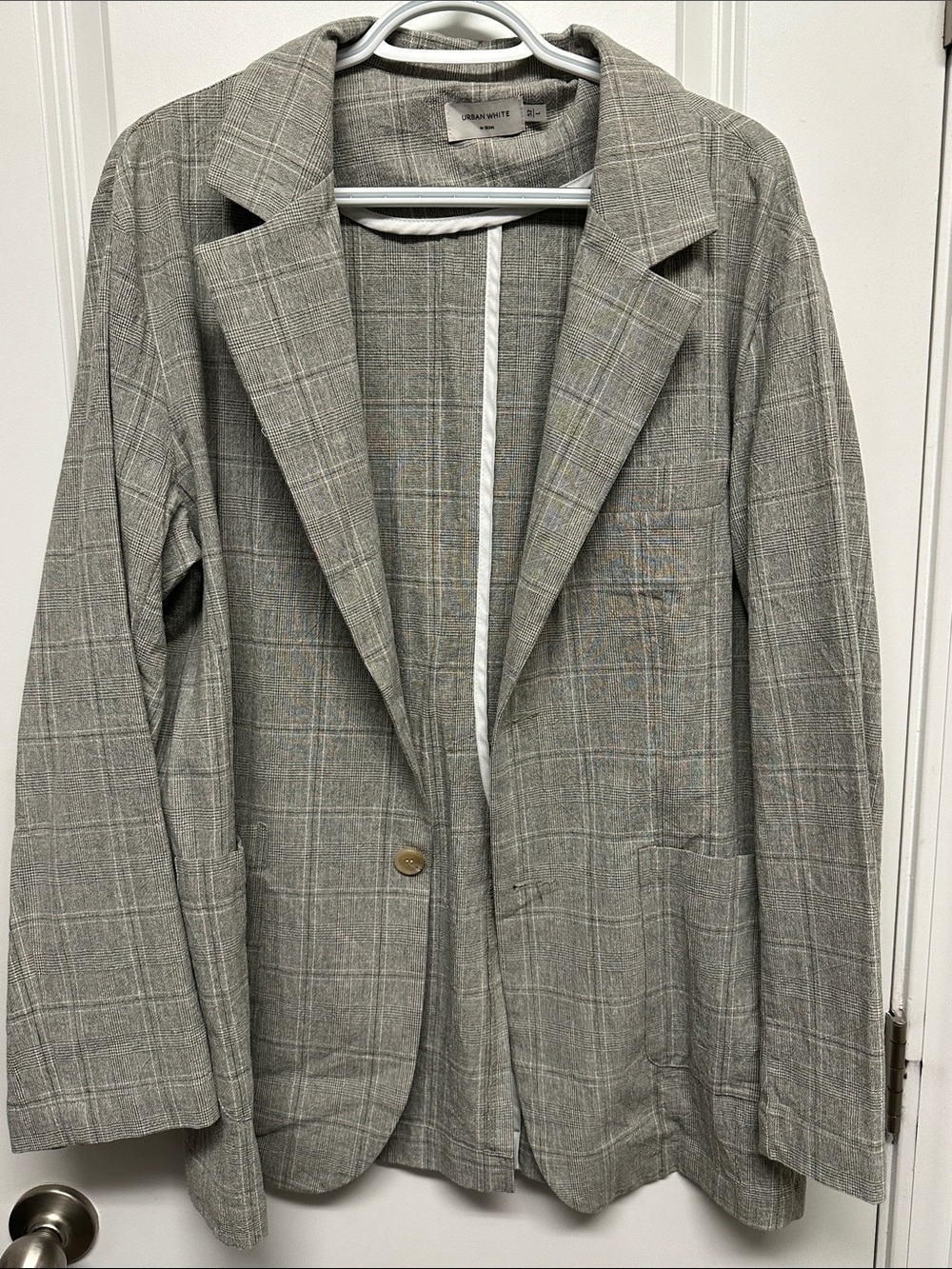 Urban Outfitters Gray Windowpane Plaid Blazer made in Korea